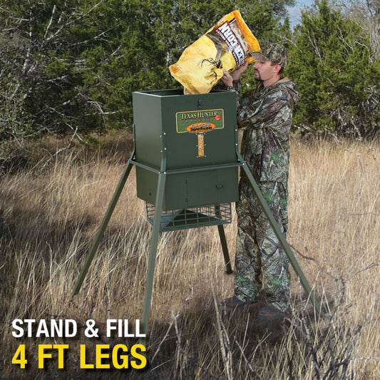 Texas Hunter Stand and Fill 300 lb. Trophy Deer Feeder with 4' Legs