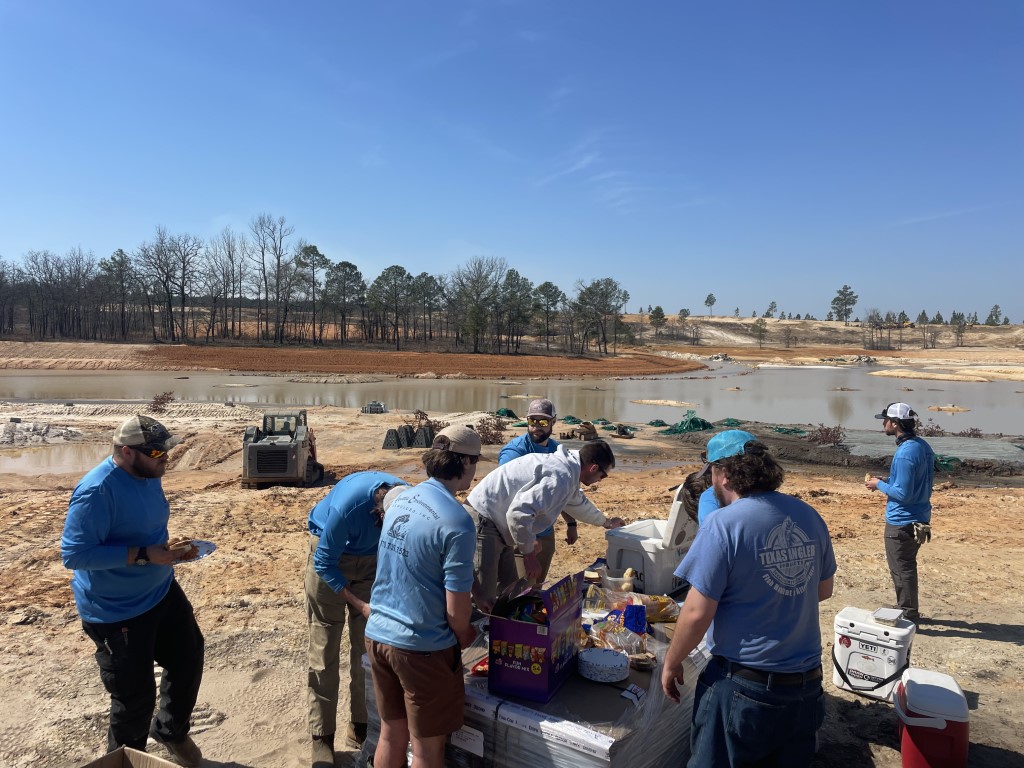 AES team working near lake shore