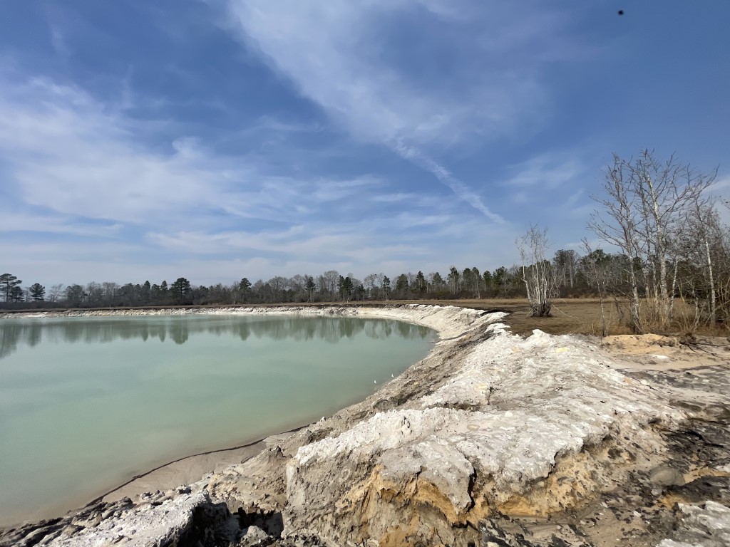 Lake being filled with tree line in background